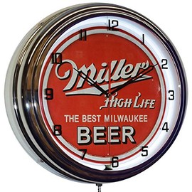 Miller High Life The Best Milwaukee Beer 16" White Neon Clock Man Cave Decor