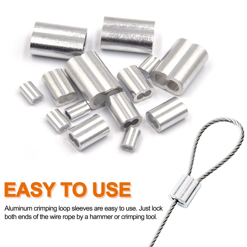 ISPINNER 180pcs Aluminum Crimping Loop Sleeve Assortment Kit, 1/16" 1/8"