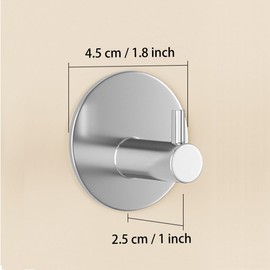 Miliocry 6 Packs Adhesive Hooks Heavy Duty Wall Hook Waterproof Stainless Steel Hooks for Hanging Coat, Hat,Towel Robe Hook Rack Wall Mount- Bathroom and Bedroom (Silver-Round)