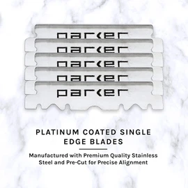 200 cuchillas Parker Premium Platinum 1/2 – para maquinillas de afeitar profesionales de peluquería, afeitadoras de afeitar y cuchillas desechables rectas (2 cajas de 100 cuchillas) – Revestimiento de polímero