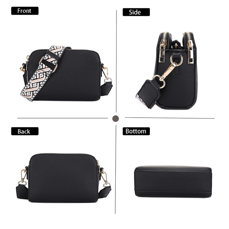 EVVE - Bolso cruzado para mujer, con triple cierre, pequeño