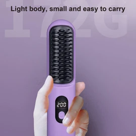 Cepillo Alisador de Pelo Caliente, Cepillo Alisador de Pelo Inalámbrico, Mini Peine Alisador en Caliente para Mujeres, Tamaño de Viaje, Alisador de Pelo con Peine Caliente