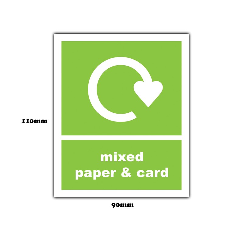 8-Pack - Recycling Bin Sticker Label - Mixed Paper &