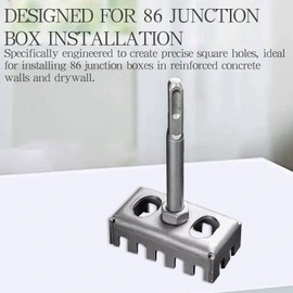 86 Junction Box Square Hole Punch Tool - Heavy-Duty Electric Hammer Drill Bit with Trapezoidal Teeth, No-Wall-Damage Quick-Cut Chisel for Electricians & Concrete Walls