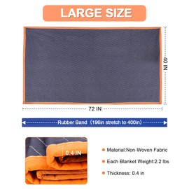 YMTLJHDSY Heavy-Duty Moving Blankets (6-Pack) with Rubber Band - 3 Pcs 72"x40" Quilted Furniture Protectors for Moving, Storage & Shipping, Durable Reusable Covers (Black/Blue, 13.2 lbs)