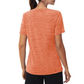 MAGCOMSEN Womens Workout Tops Athletic Tops Sun Protection T Shirts Hiking Training Quick Dry Tee, Orange XL