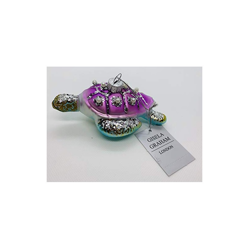 Gisela Graham Glass (5cm) - Purple/Blue Turtle Decoration