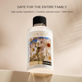 Airkeep Reed Diffuser Oil Refill with Diffuser Sticks, 6.76 Fl Oz(200ml) Chamomile Wood Scented Oils, Aroma Therapy, Home Fragrance & Air Freshener, Office Décor, Decoration