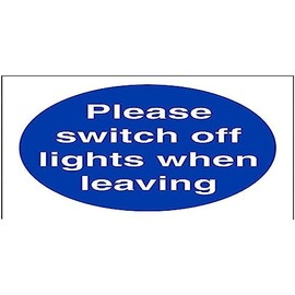 V Safety Please Switch Off Lights When Leaving Sign - 100mm x 100mm - 1mm Rigid Plastic