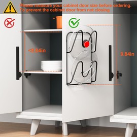 MZTOOL 2 Pack Pot-Lid-Organizer, 4-Tier Pots and Pans Lid Organizer Under Cabinet, No Drilling, Rustproof, Lid-Organizers-Inside-Cabinet for Small-Space-Solution & Kitchen Cabinet Organization