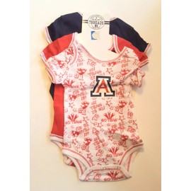 Knights Apparel Arizona Wildcats Sports Fan Boys 3 Pack of One-Piece Body Suits 3-6M Team Colors