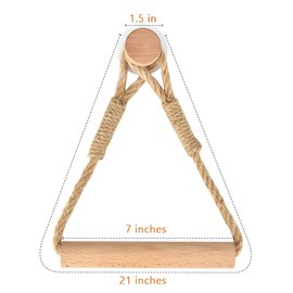 Wood & Rope Wall Toilet Paper Holder, Rustic Tissue Rolls Paper Holder Wall Mounted, Nautical Rattan Bathroom Accessories with Self-Adhesive Seamless Screw