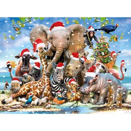 Traditional Advent Calendar - Animals Christmas Hats - 24 Doors