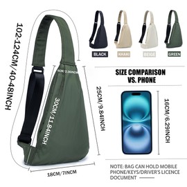 Clakllie Crossbody Sling Backpack Travel Chest Bag for Outdoor Jogging Fast Drying Multi-Compartment Bags,Army Green