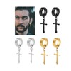 3 Pairs Non-pierced Clip On Cross Dangle Hoop Earrings Set