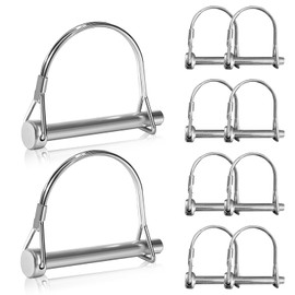 10 Stück Rohrklappsplinte mit Rastverschluss, Sicherungsstift 8mm x 60mm Klappsplint in D-Form Sicherungsbolzen Rohr Sicherungssplint für Anhänger Lastwagen Traktoren Kippern