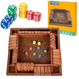 WDMJxar Shut The Box Dice Game, 2-4 Player Family Wooden Board Table Math 8 Dice Classic Table Games for Classroom, Home, Party or Pub (Retro)
