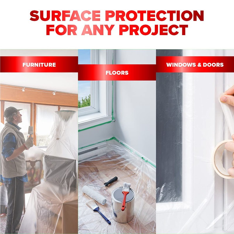 Handy Hardware Plastic Drop Protection Sheet, Large, Clear