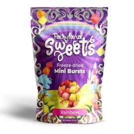 Fairyland Sweets Rainbow Freeze Dried Candy Mini Bursts Rainbow – Fun, Crunchy Rainbow flavored Mini Bursts – Freeze Dried Candy - 4.5 oz Resealable Bag