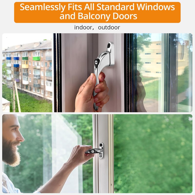 Neoteck 2PCS Inline Window Handle, Universal Espag Key Locking, Lockable