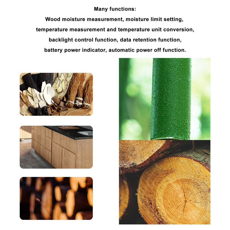 Wood Moisture Meter High Accuracy Non Destructive Backlit Display Wood