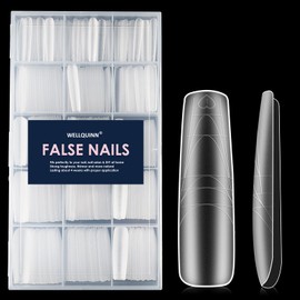 Wellquinn XXL Square Nails with Guidelines 300pcs Pre-shape Gel Acrylic Nail Tips Full Cover Extra Long Square Press on Nails for Nail Extension Home DIY Nail Salon 15 Sizes