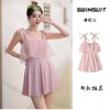 Women's Elegant Short Sleeve One-Piece Swim Dress - Tummy Control, Plus Size, Modest Style R82 M/249 Red (excluding coat) 2ea