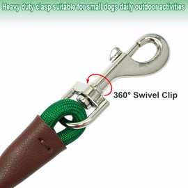 SEPXUFORE Small Dog Leash, 1/4" by 6/8/10 FT Lightweight Strong Nylon Rope Leash, Bright Classic Leash for Small Pets/Puppy/Cat (8ft, Dark Green)