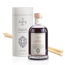Logevy Firenze 1965 Rosso Perverso – Perverse Red Luxury Home Fragrance Diffuser from Master Perfumer in Italy with Floral & Fruity Notes in Elegant Glass Bottle with 12 Natural Bamboo Reeds – 500ml