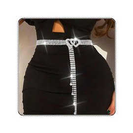 COSYDAYS Silver Rhinestone Dress Belts Sparkly Crystal Chain Belt Waist Accessories for Women (Silver)