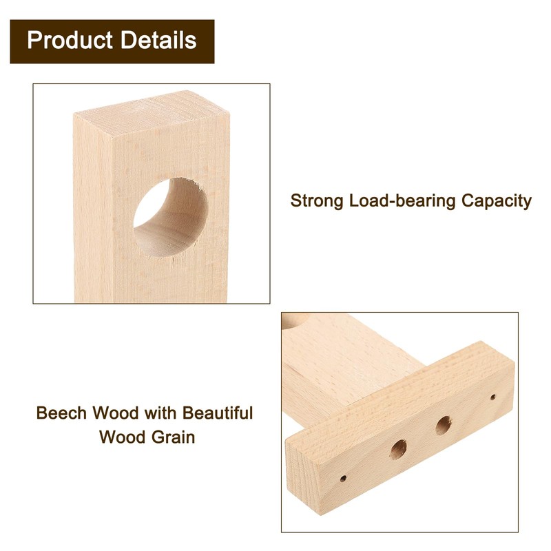 sourcing map 4Pcs Wood Rod Holders, Closet End Support Bracket