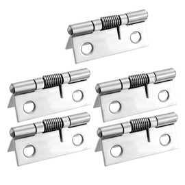 sourcing map Self Closing Spring Hinge 1.5" Stainless Steel Brushed DIY Hardware for Door Cabinet Small Box 5pcs per Pack