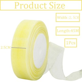 45 m Organza Ribbon, Light Yellow, 25 mm Wide, Chiffon, Gift Wrapping, Decorative Ribbon, Tulle Ribbon for Christmas, Wedding, Christening, Birthday