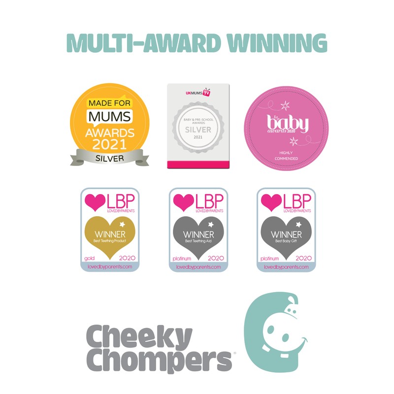 Cheeky Chompers 2-in-1 Baby Dribble Bib With Soft Silicone Teether,