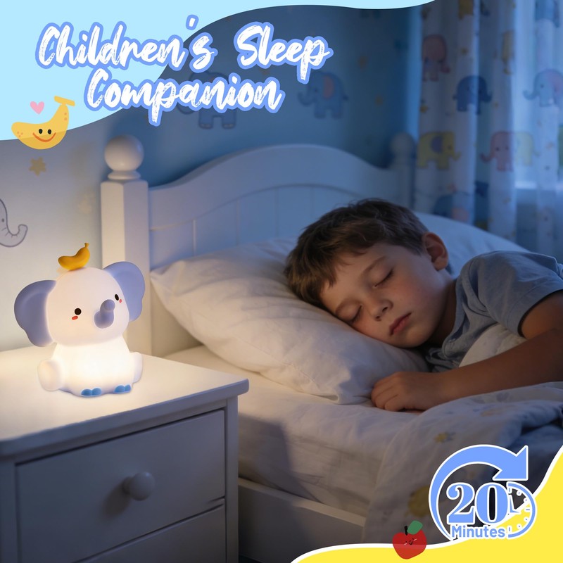 Attivolife Elephant Night Light, Cute Elephant Squishy Silicone Touch Lamp,