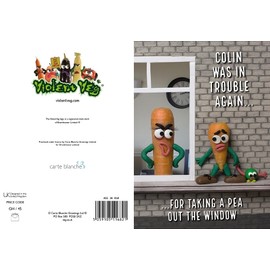 Violent Veg Funny Humourous Quirky Blank Greeting Card For Birthday or Any Occasion (Pea out Window)