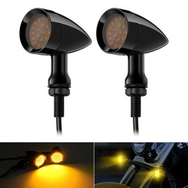 PBYMT 2PCS Motorcycle Bullet 24 LEDs Front Turn Signal Lights Amber SMD Blinkers 8mm Mount Hole Compatible for Honda Yamaha Suzuki Kawasaki Harley Chopper Bobber