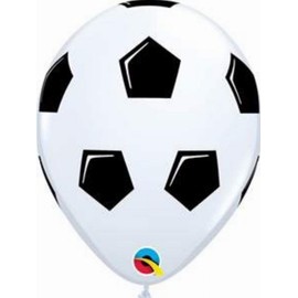 Qualatex 45388 Soccer Ball/Football White 11"/ 11-inch Round Latex Party Balloons (Pack of 25)
