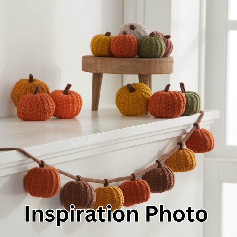 Mini pumpkins set of 5, knit pumpkin decor, cozy season