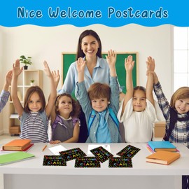 Fsaoor 30PCS Welcome to Our Class Postcard Confetti Back to School Postcards for Kids Students from Teacher Welcome to Preschool Kindergarten Gifts for Back to School Classroom Teacher Supplies
