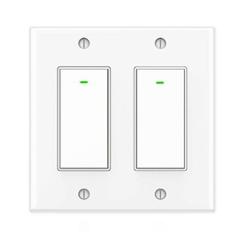 Kkcool Smart Switch, Smart Light Switch Work with Alexa and Google Home, Voice Remote Control,2.4Ghz Wi-Fi Smart Light Switch, No Hub Required, Single-Pole, Neutral Wire Required, 2 Gang