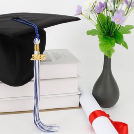 5 PCS 2025 Tassel Graduation, Graduation Tassel 2025, Grad Cap Tassels with Gold 2025 Charm for Graduations Cap Graduations Party Ceremonies Blue and White