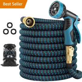 25 ft Expandable Garden Hose - Expanding Water Hoses, No Kink Lightweight Flexible Hose with 3-Layer Latex Core and 3/4" Solid Fittings - 25ft Retractable Stretch Car Washing Pipe
