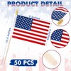 50 PCS Small American Flags on Stick, 4 x 6