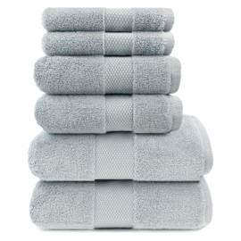 Maisonette Elegance 100% Organic Cotton Turkish Bathroom Towels Set, Soft & Absorbent, Ideal Quick Dry Luxury Large Bath Sheets, Hand Towels & Washcloths for Shower (6 Pack), Green (Eucalyptus)
