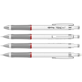 rOtring Rapid Mechanical Pencils - HB - 0.7mm - Pack of 6 - White & Blue Barrels - Rubber Grip - Twist Eraser - Refillable