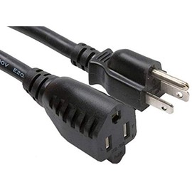 ACL 6 Feet NEMA 5-15P to NEMA 5-15R Power Extension Cord, 125 Volts/13 Amp, 16 AWG, Black, 3 Pack