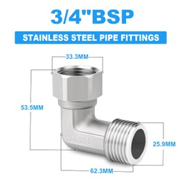 ERGAOBOY 1 Pcs 90 Degree Elbow 2 Ends Flexible Movable Connector, 304 Stainless Steel 3/4" Female and Male for Sprayer, Angled Valve, Shower Arm