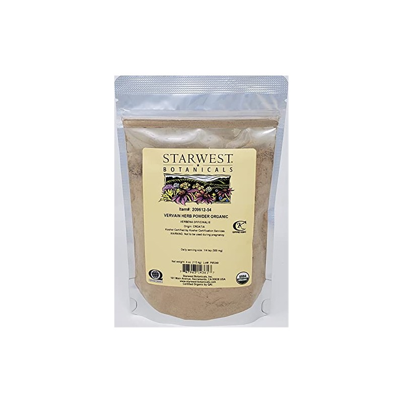 Starwest Botanicals Organic Vervain Herb Powder, 4 Ounces