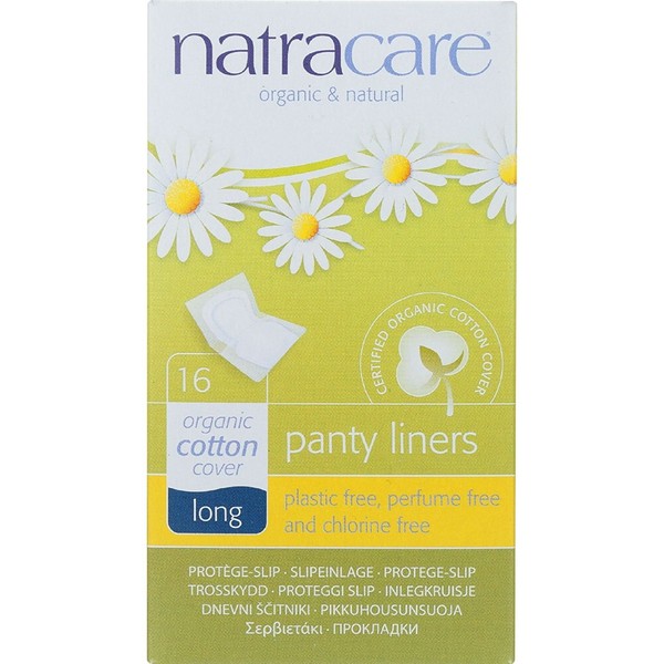 Natracare Panty Liners - Long - Wrapped - Soft Certified Organic Cotton Cover - 16 Count (Pack of 4)